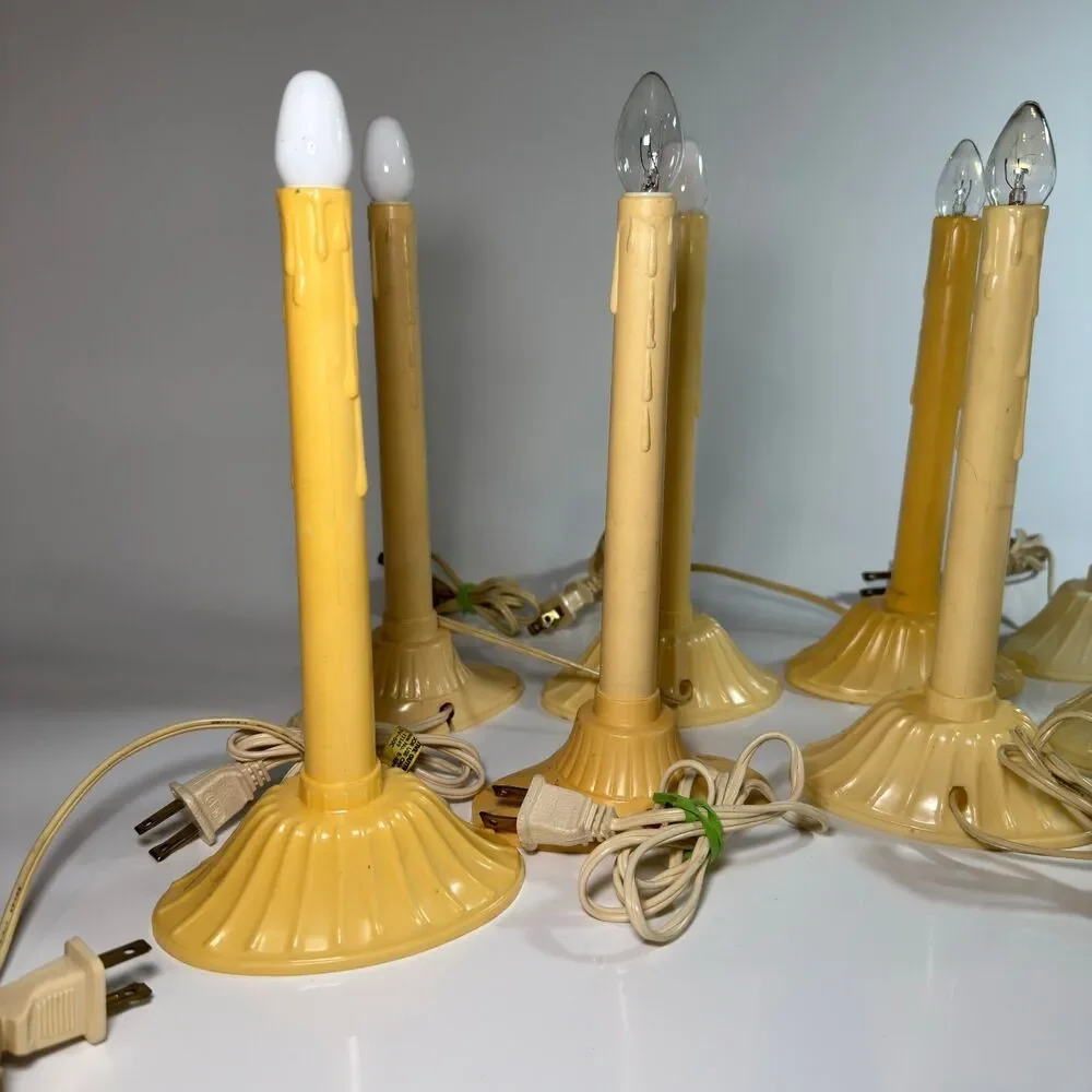Vintage Holiday Christmas Electric Window Candles Plastic Wax Drip TESTED LOT 9